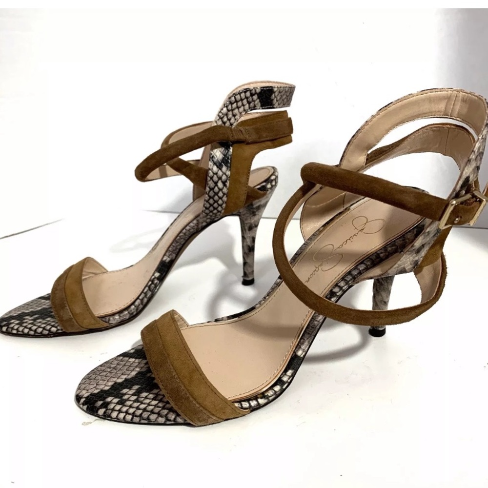 🔸Jessica Simpson Nude Snakeskin Heels Sz 7.5 Sexy